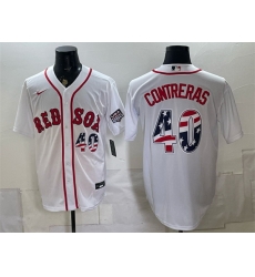 Men Boston Red Sox  40 Willson Contreras White 2026 USA 250 Fourth of July Home Stitched Baseball Jersey