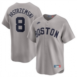 Men Boston Red Sox 8 Carl Yastrzemski Grey Cooperstown Collection Limited Stitched Baseball Jersey