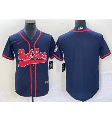 Men Boston Red Sox Blank Navy Cool Base Stitched Baseball Jersey