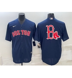 Men Boston Red Sox Navy Team Big Logo Cool Base Stitched Jersey