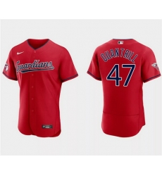 Men Cleveland Guardians 47 Cal Quantrill Red Flex Base Stitched Jersey