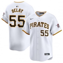 Men Pittsburgh Pirates 55 Jason Delay White Home Limited Stitched Baseball Jersey