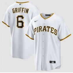 Men Pittsburgh Pirates  6 Konnor Griffin White Cool Base Stitched Baseball Jersey