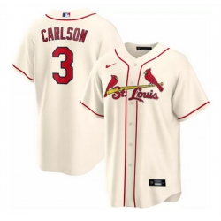 Men St  Louis Cardinals 3 Dylan Carlson Cream Cool Base Stitched Jersey