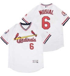 Men St.Louis Cardinals 6 Stan Musial White Flexbase Jersey