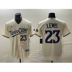 Men Twins 23 Lewis Cream Nike Cool Base Men Jersey