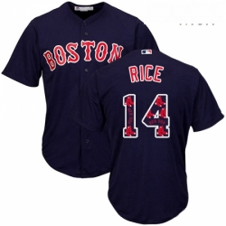 Mens Majestic Boston Red Sox 14 Jim Rice Authentic Navy Blue Team Logo Fashion Cool Base MLB Jersey