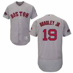 Mens Majestic Boston Red Sox 19 Jackie Bradley Jr Grey Road Flex Base Authentic Collection 2018 World Series Jersey