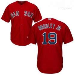 Mens Majestic Boston Red Sox 19 Jackie Bradley Jr Replica Red Alternate Home Cool Base MLB Jersey 