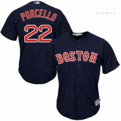 Mens Majestic Boston Red Sox 22 Rick Porcello Replica Navy Blue Alternate Road Cool Base MLB Jersey