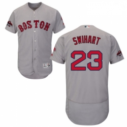 Mens Majestic Boston Red Sox 23 Blake Swihart Grey Road Flex Base Authentic Collection 2018 World Series Jersey