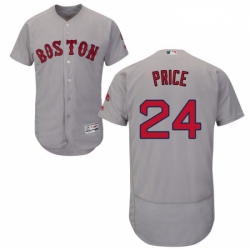 Mens Majestic Boston Red Sox 24 David Price Grey Road Flex Base Authentic Collection MLB Jersey