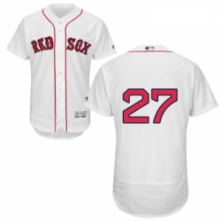 Mens Majestic Boston Red Sox 27 Carlton Fisk White Home Flex Base Authentic Collection MLB Jersey