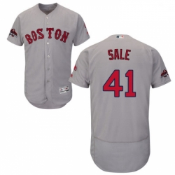 Mens Majestic Boston Red Sox 41 Chris Sale Grey Road Flex Base Authentic Collection 2018 World Series Jersey Serie