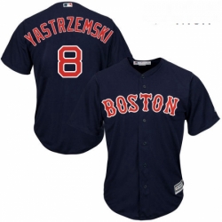 Mens Majestic Boston Red Sox 8 Carl Yastrzemski Replica Navy Blue Alternate Road Cool Base MLB Jersey