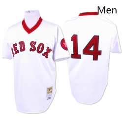 Mens Mitchell and Ness 1975 Boston Red Sox 14 Jim Rice Authentic White Throwback MLB Jersey