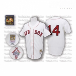 Mens Mitchell and Ness 1987 Boston Red Sox 14 Jim Rice Replica White Throwback MLB Jersey