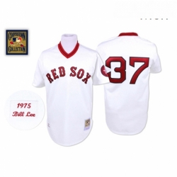 Mens Mitchell and Ness Boston Red Sox 37 Bill Lee Replica White Throwback MLB Jersey