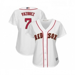 Womens Boston Red Sox 7 Christian Vazquez Authentic White 2019 Gold Program Cool Base Baseball Jersey