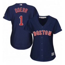 Womens Majestic Boston Red Sox 1 Bobby Doerr Replica Navy Blue Alternate Road MLB Jersey