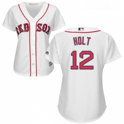 Womens Majestic Boston Red Sox 12 Brock Holt Authentic White Home MLB Jersey