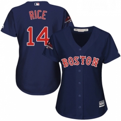 Womens Majestic Boston Red Sox 14 Jim Rice Authentic Navy Blue Alternate Road 2018 World Series Champions MLB Jersey