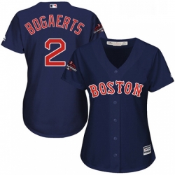 Womens Majestic Boston Red Sox 2 Xander Bogaerts Authentic Navy Blue Alternate Road 2018 World Series Champions MLB Jersey