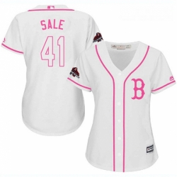 Womens Majestic Boston Red Sox 41 Chris Sale Authentic White Fashion 2018 World Series Champions MLB Jersey