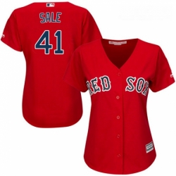 Womens Majestic Boston Red Sox 41 Chris Sale Replica Red Alternate Home MLB Jersey