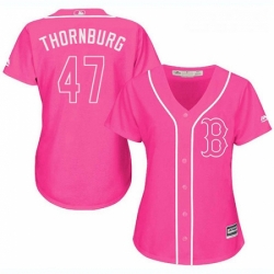 Womens Majestic Boston Red Sox 47 Tyler Thornburg Authentic Pink Fashion MLB Jersey