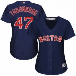 Womens Majestic Boston Red Sox 47 Tyler Thornburg Replica Navy Blue Alternate Road MLB Jersey