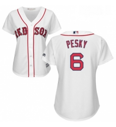 Womens Majestic Boston Red Sox 6 Johnny Pesky Replica White Home MLB Jersey