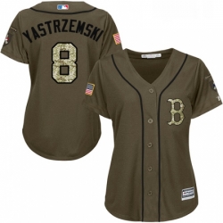 Womens Majestic Boston Red Sox 8 Carl Yastrzemski Authentic Green Salute to Service MLB Jersey