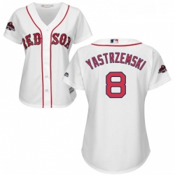 Womens Majestic Boston Red Sox 8 Carl Yastrzemski Authentic White Home 2018 World Series Champions MLB Jersey