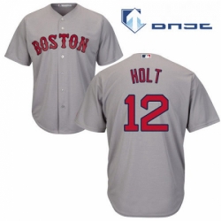 Youth Majestic Boston Red Sox 12 Brock Holt Replica Grey Road Cool Base MLB Jersey