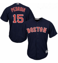 Youth Majestic Boston Red Sox 15 Dustin Pedroia Replica Navy Blue Alternate Road Cool Base MLB Jersey