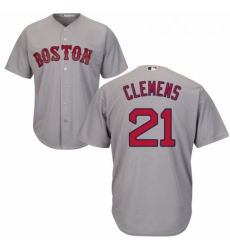 Youth Majestic Boston Red Sox 21 Roger Clemens Replica Grey Road Cool Base MLB Jersey