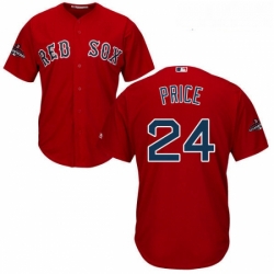 Youth Majestic Boston Red Sox 24 David Price Authentic Red Alternate Home Cool Base 2018 World Series Champions MLB Jersey