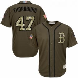 Youth Majestic Boston Red Sox 47 Tyler Thornburg Authentic Green Salute to Service MLB Jersey