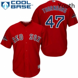 Youth Majestic Boston Red Sox 47 Tyler Thornburg Authentic Red Alternate Home Cool Base 2018 World Series Champions MLB Jersey