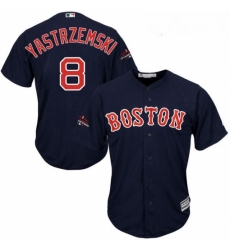 Youth Majestic Boston Red Sox 8 Carl Yastrzemski Authentic Navy Blue Alternate Road Cool Base 2018 World Series Champions MLB Jersey