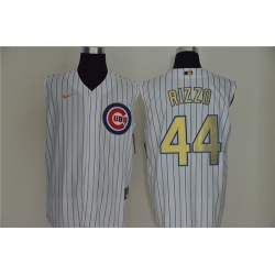 Cubs 44 Anthony Rizzo White Gold Nike Cool Base Sleeveless Jersey