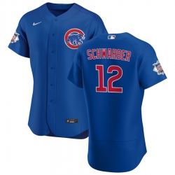 Men Chicago Cubs 12 Kyle Schwarber Men Nike Royal Alternate 2020 Flex Base Player Jersey