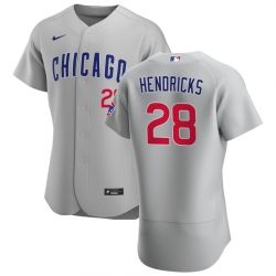 Men Chicago Cubs 28 Kyle Hendricks Men Nike Gray Road 2020 Flex Base Team Jersey