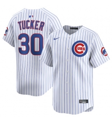 Men Chicago Cubs 30 Kyle Tucker White Home Limited Stitched Baseball Jersey