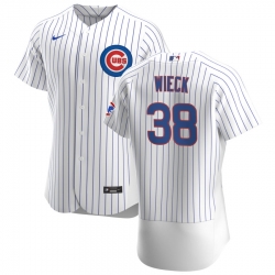 Men Chicago Cubs 38 Brad Wieck Men Nike White Home 2020 Flex Base Player Jersey