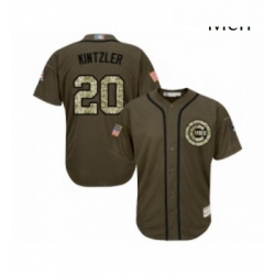 Mens Chicago Cubs 20 Brandon Kintzler Authentic Green Salute to Service Baseball Jersey 