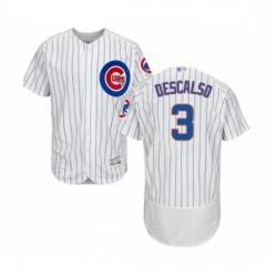 Mens Chicago Cubs 3 Daniel Descalso White Home Flex Base Authentic Collection Baseball Jersey