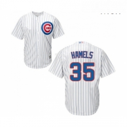 Mens Chicago Cubs 35 Cole Hamels Replica White Home Cool Base Baseball Jersey 