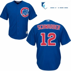 Mens Majestic Chicago Cubs 12 Kyle Schwarber Replica Royal Blue Alternate Cool Base MLB Jersey